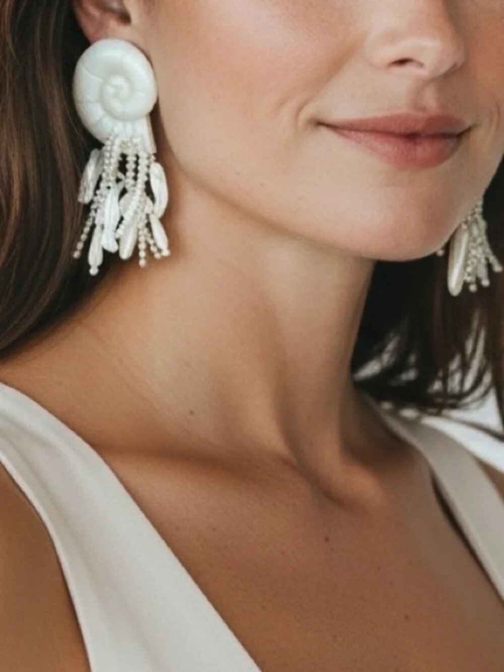 Tuckernuck Pearl Shelly Earrings in White One Size Womens Jewelry